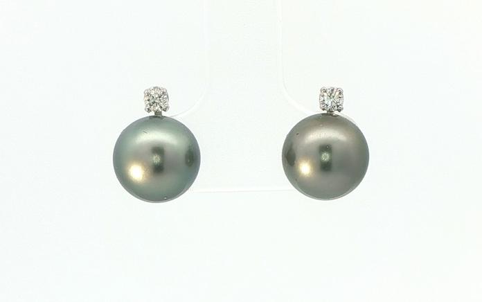 content/products/Estate Piece: 2-Stone Tahitian Pearl and Diamond Stud Earrings in White Gold (0.10cts TWT)