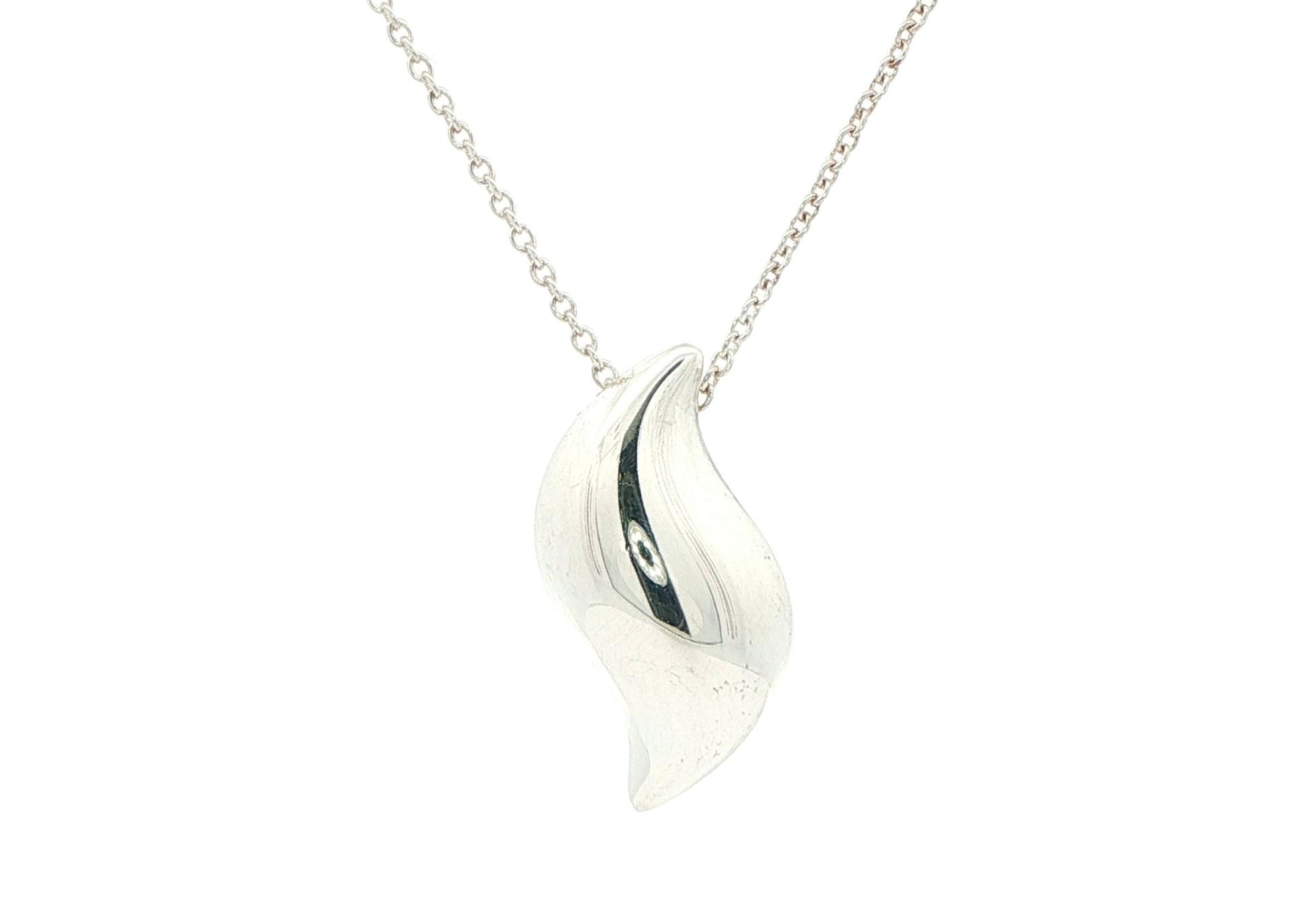 Estate Piece: Tiffany & Co Elsa Peretti Feather Necklace in Sterling Silver