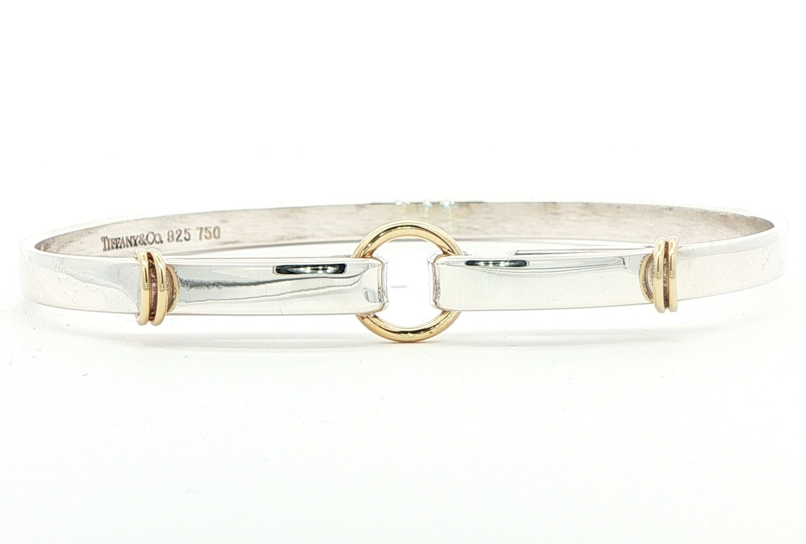 Estate Piece: Tiffany & Co Two Tone Double Loop Hook Bracelet in Sterling Silver and Yellow Gold