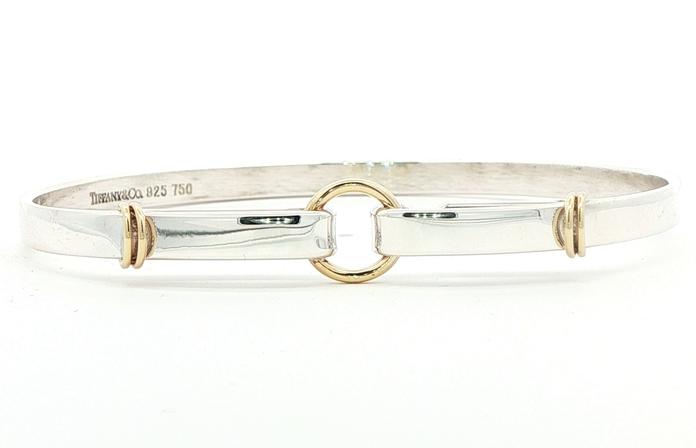 content/products/Estate Piece: Tiffany & Co Two Tone Double Loop Hook Bracelet in Sterling Silver and Yellow Gold