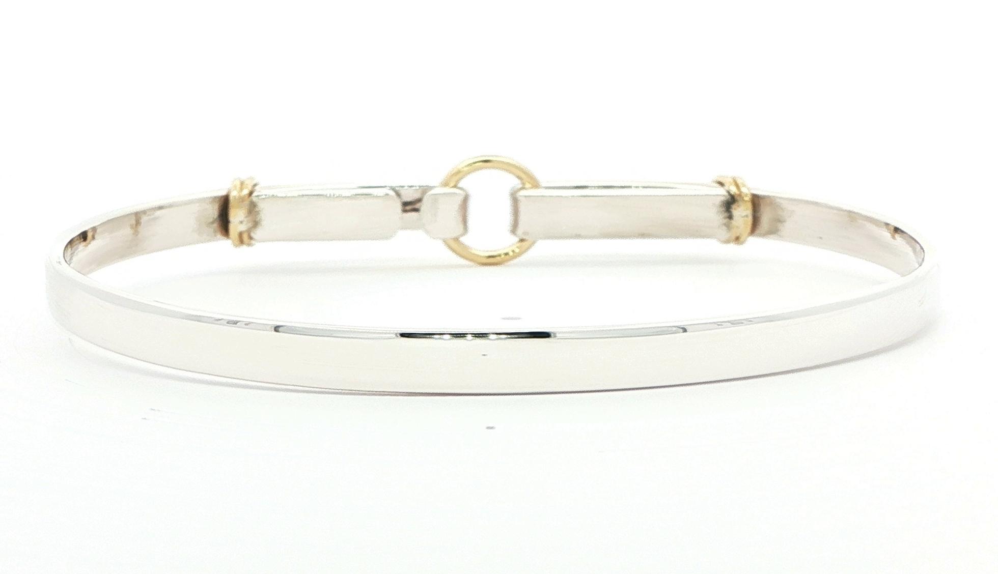 Estate Piece: Tiffany & Co Two Tone Double Loop Hook Bracelet in Sterling Silver and Yellow Gold back