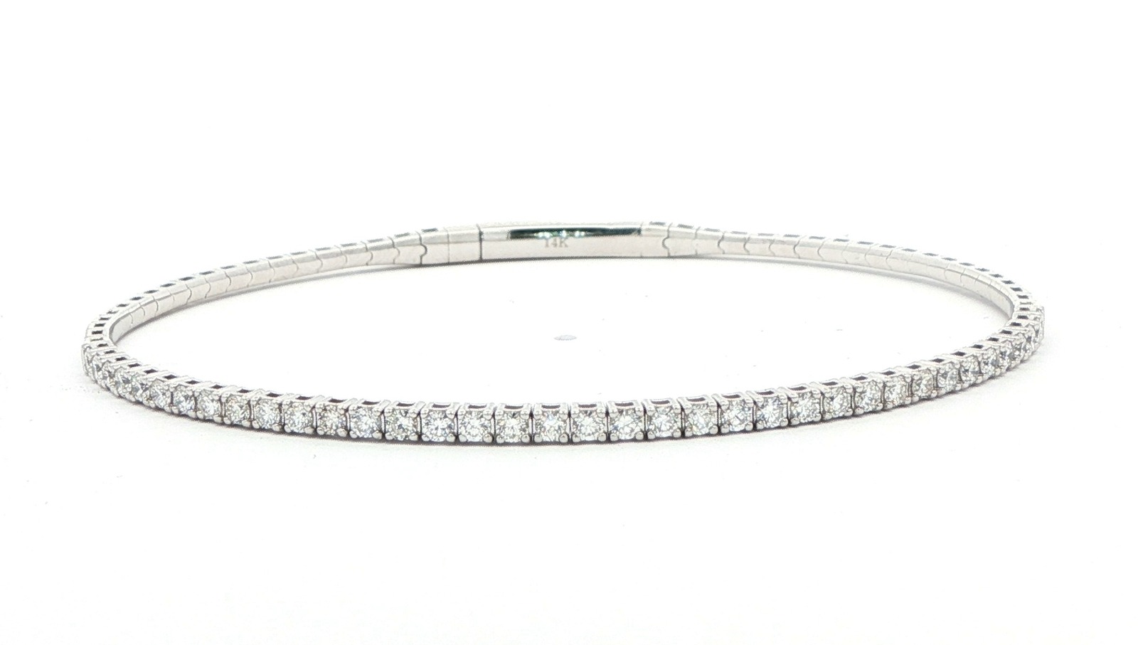 Prong-Set Flexible Diamond Bangle Bracelet in White Gold (1.00cts TWT)