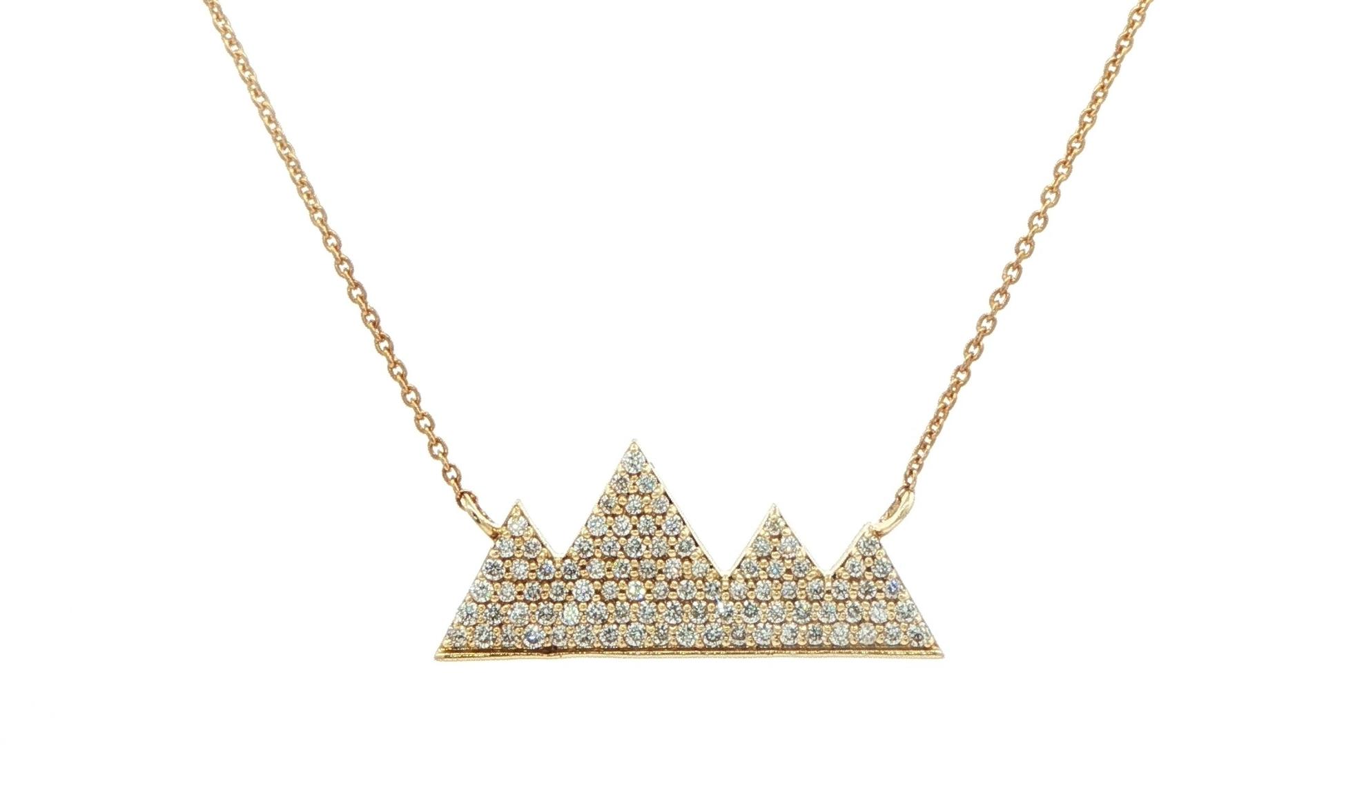 Diamond Pave Mountain Necklace in Yellow Gold (0.50cts TWT)