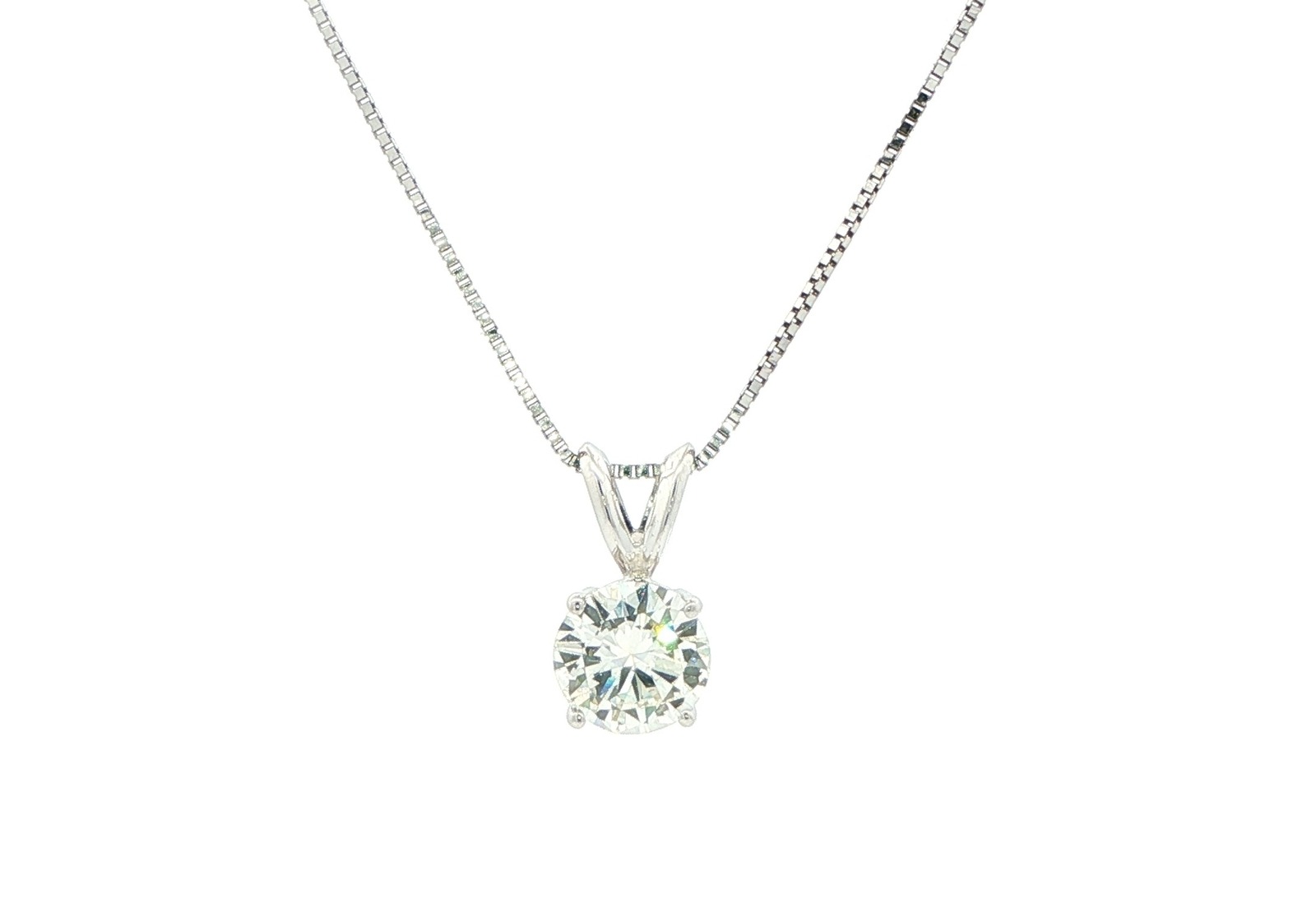 Diamond Solitaire Pendant in White Gold (1.18ct)