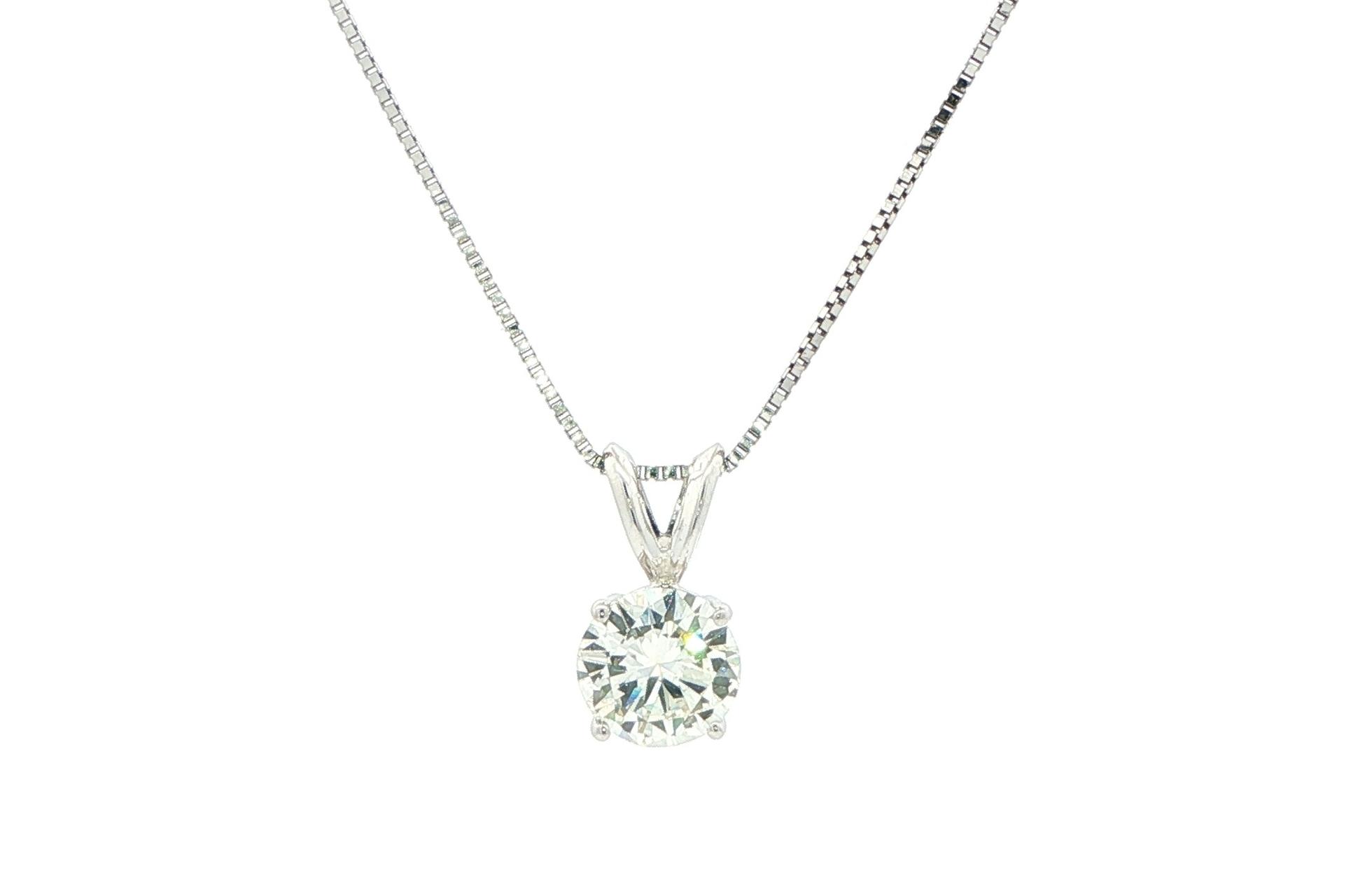 Diamond Solitaire Pendant in White Gold (1.18ct)