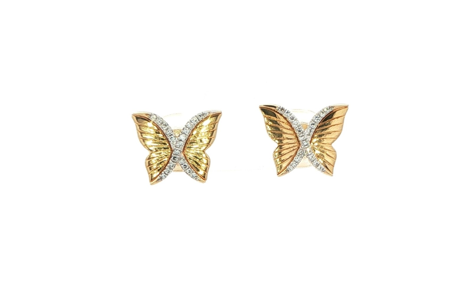 Diamond Butterfly Stud Earrings in Yellow Gold (0.11cts TWT)