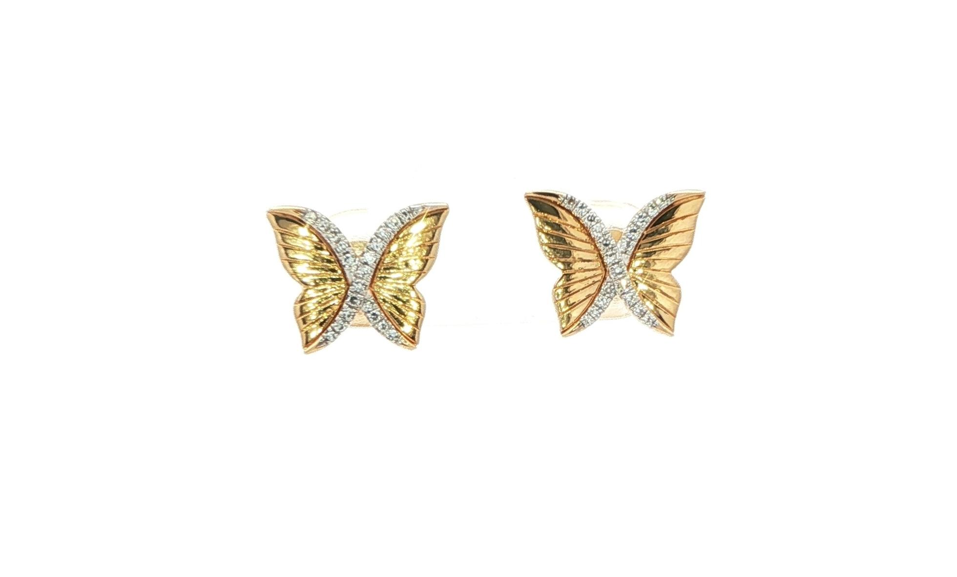 Diamond Butterfly Stud Earrings in Yellow Gold (0.11cts TWT)