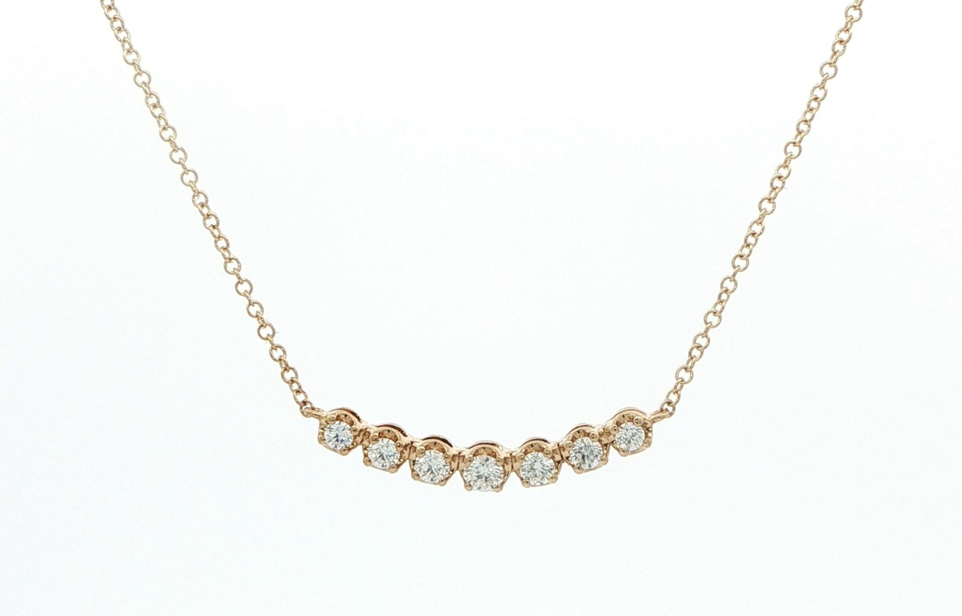 7-Stone Diamond Bar Necklace in Yellow Gold (0.31cts TWT)