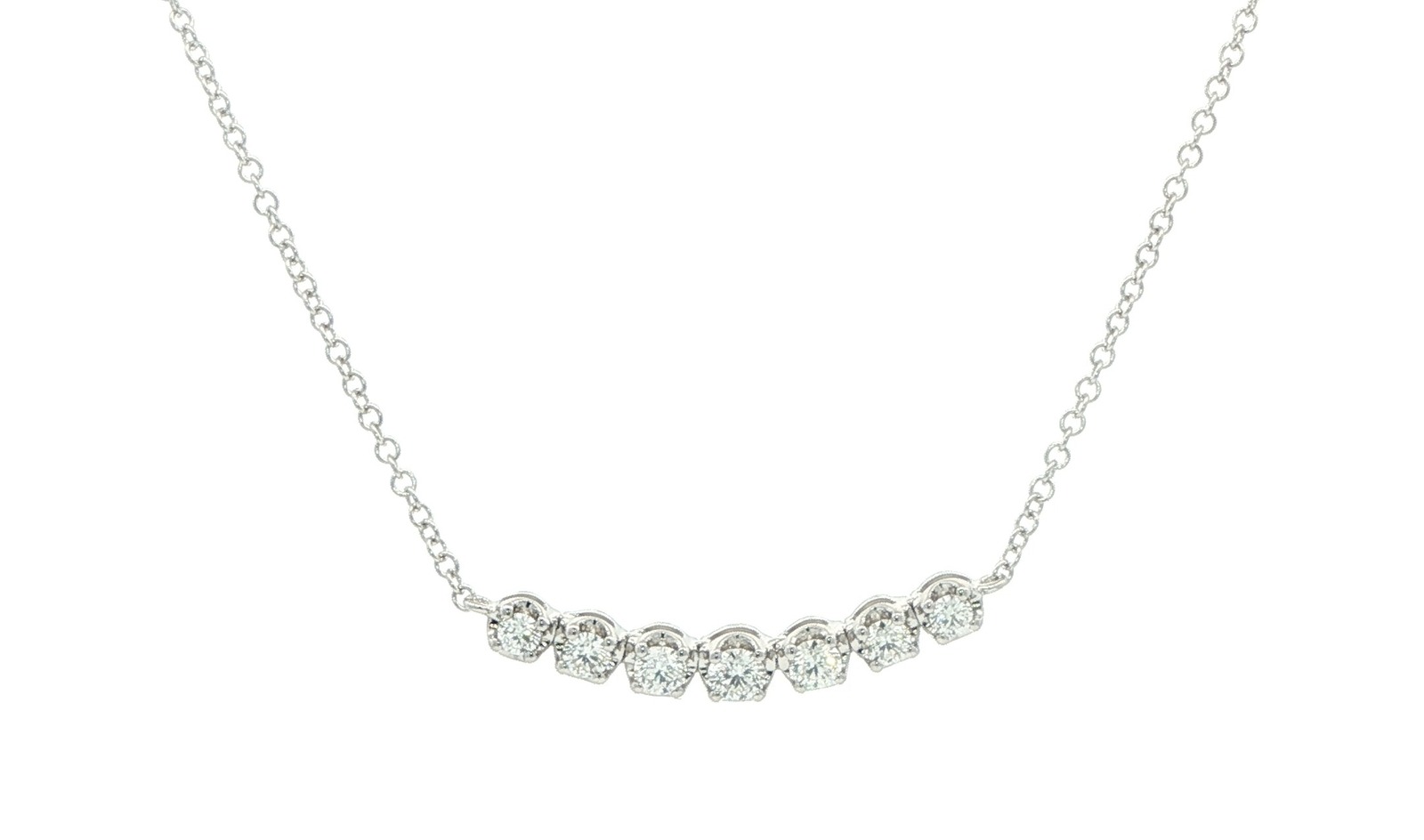 7-Stone Diamond Bar Necklace in White Gold (0.31cts TWT)