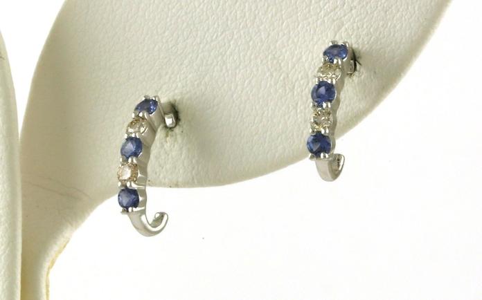 content/products/5-Stone Montana Yogo Sapphire and Diamond Post Hoop Earrings in White Gold (0.39cts TWT)