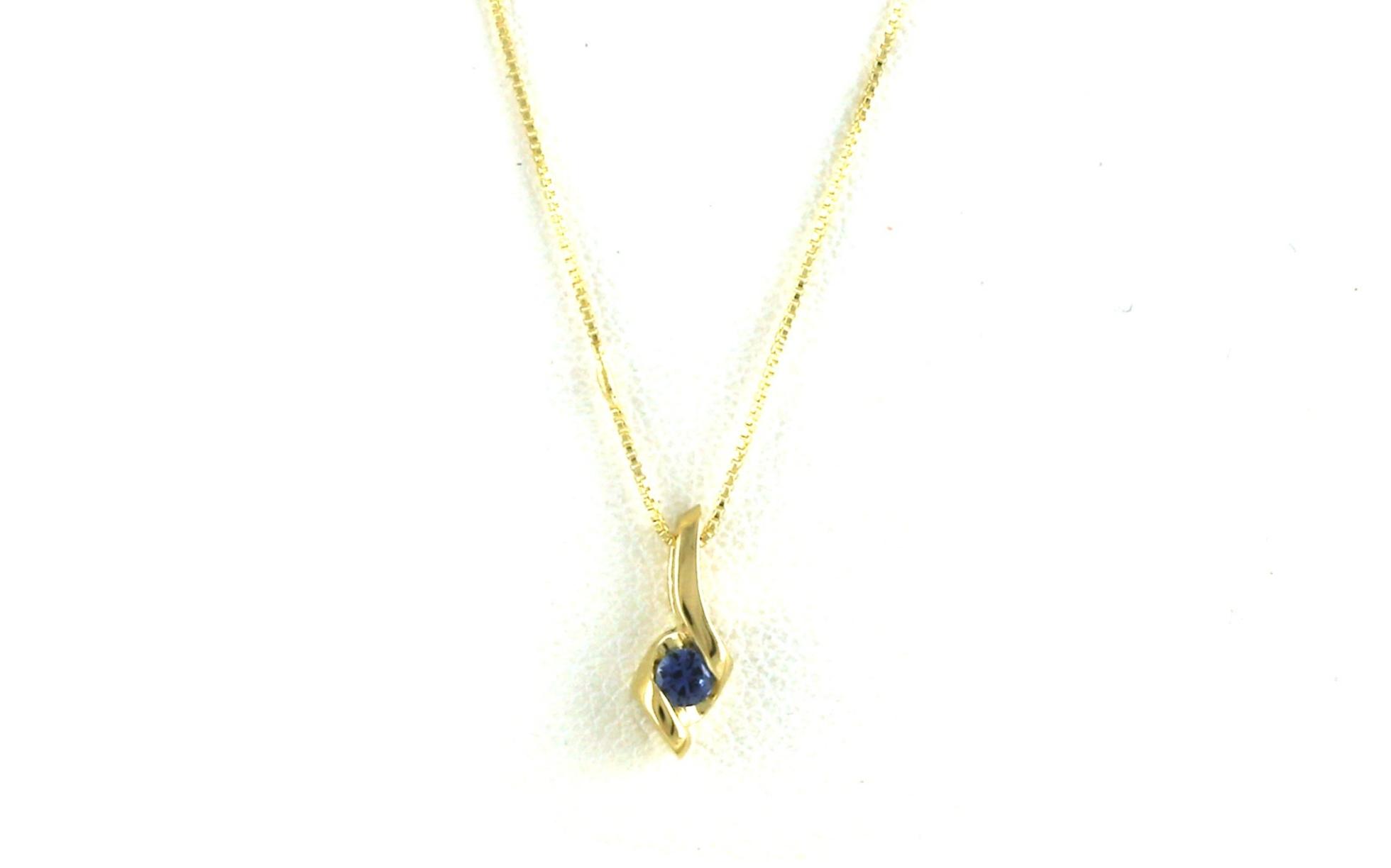 Twist Style Montana Yogo Sapphire Solitaire Necklace in Yellow Gold (0.05cts)