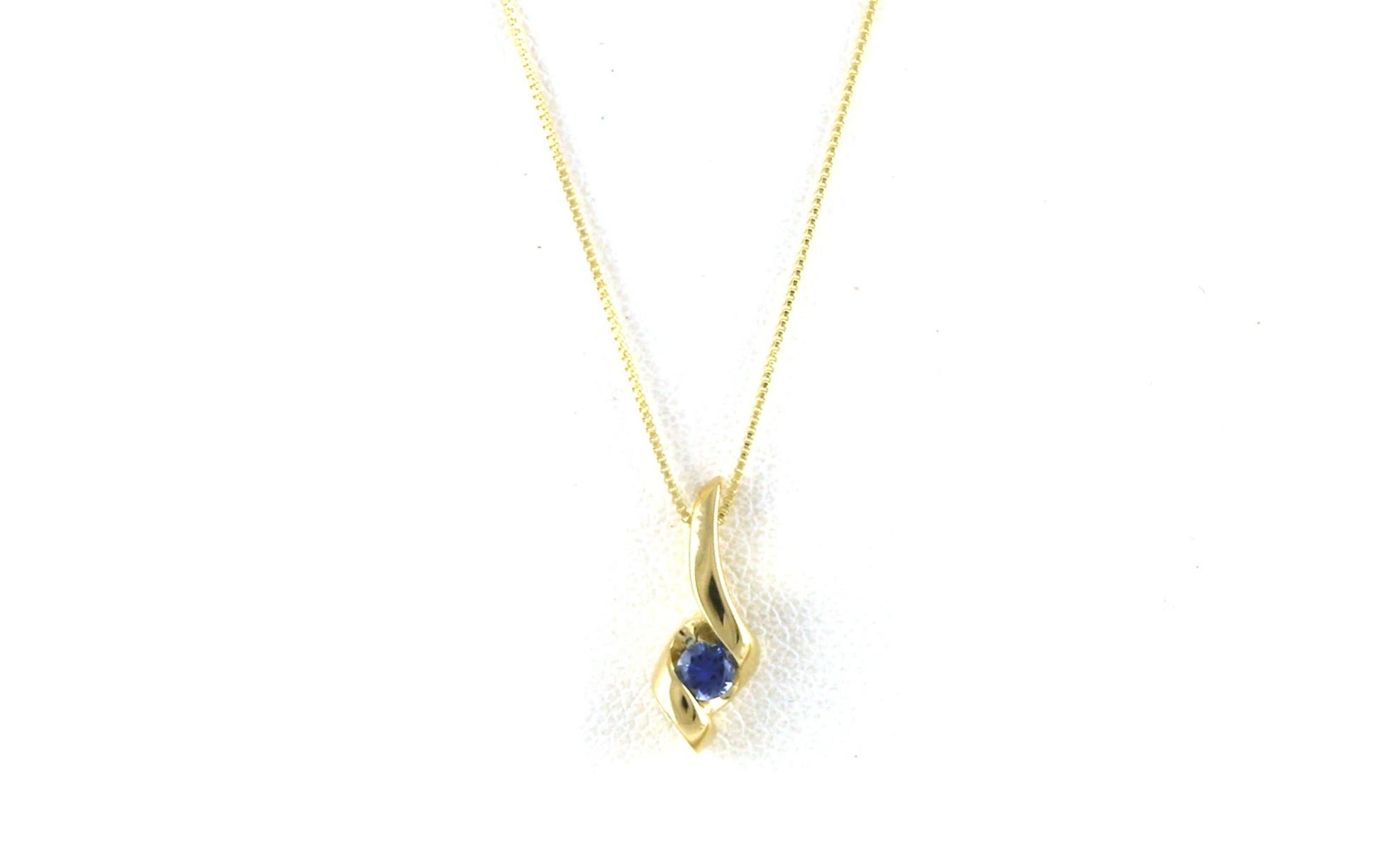 Twist Style Montana Yogo Sapphire Solitaire Necklace in Yellow Gold (0.10cts)