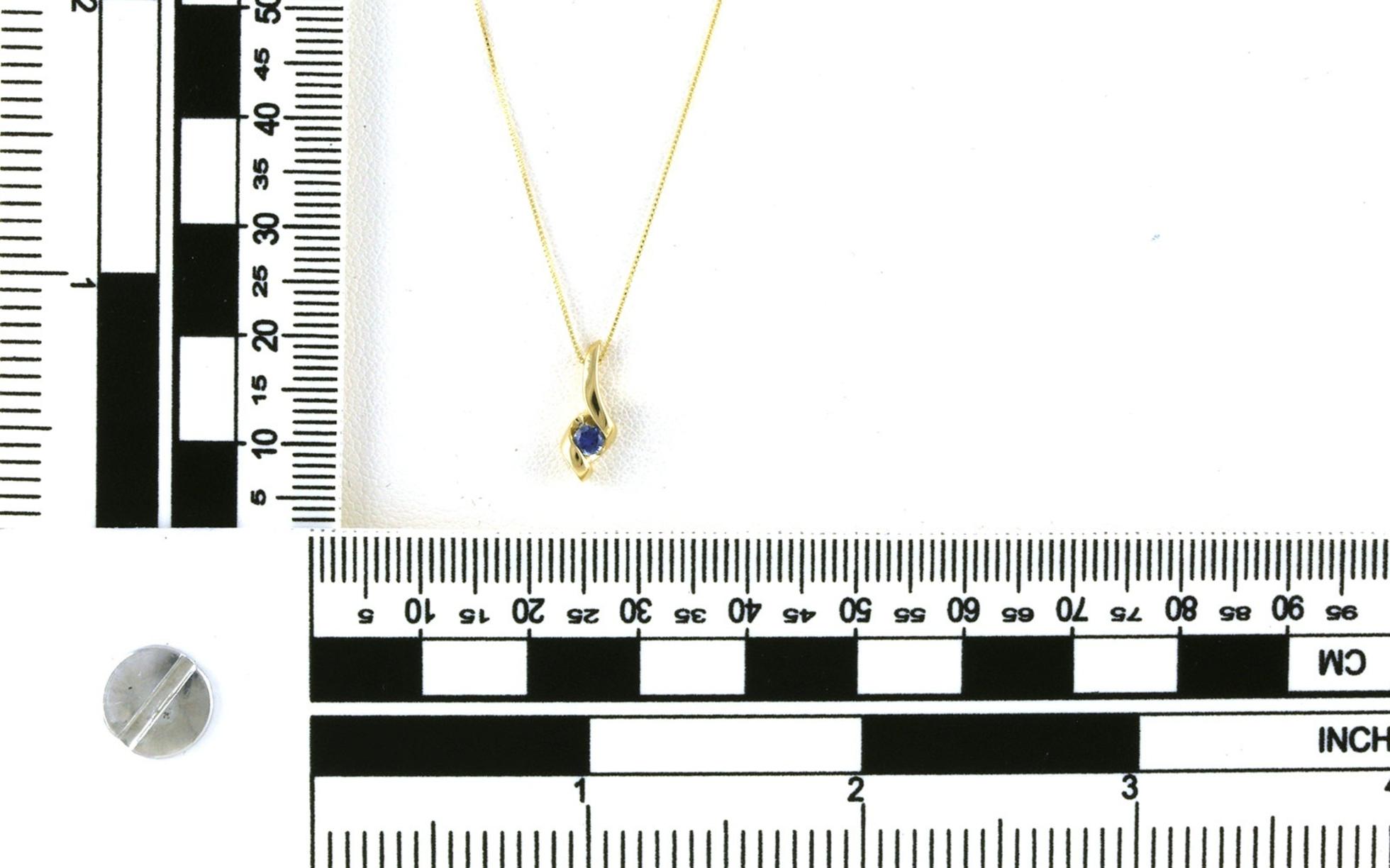 Twist Style Montana Yogo Sapphire Solitaire Necklace in Yellow Gold (0.10cts) scale