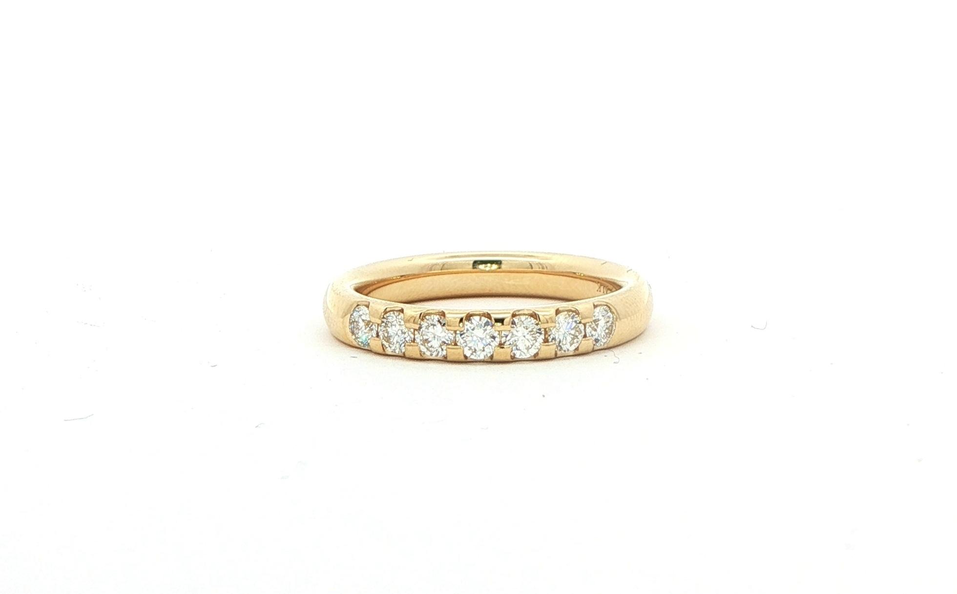 7-Stone Pave-Set Diamond Comfort-Fit Band in Yellow Gold (0.50cts TWT)