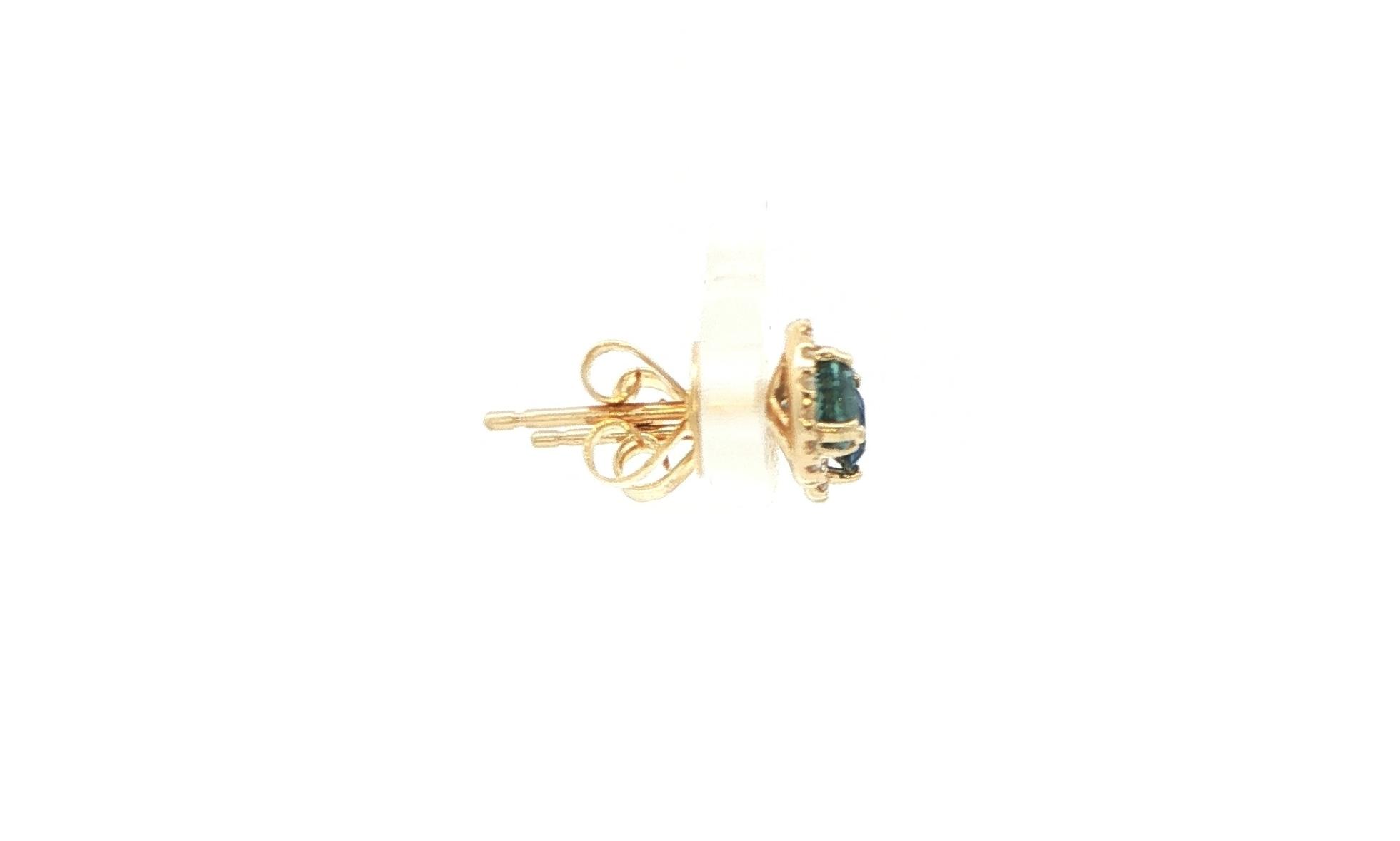 Montana Sapphire and Diamond Halo Stud Earrings in Yellow Gold (0.76cts TWT) side