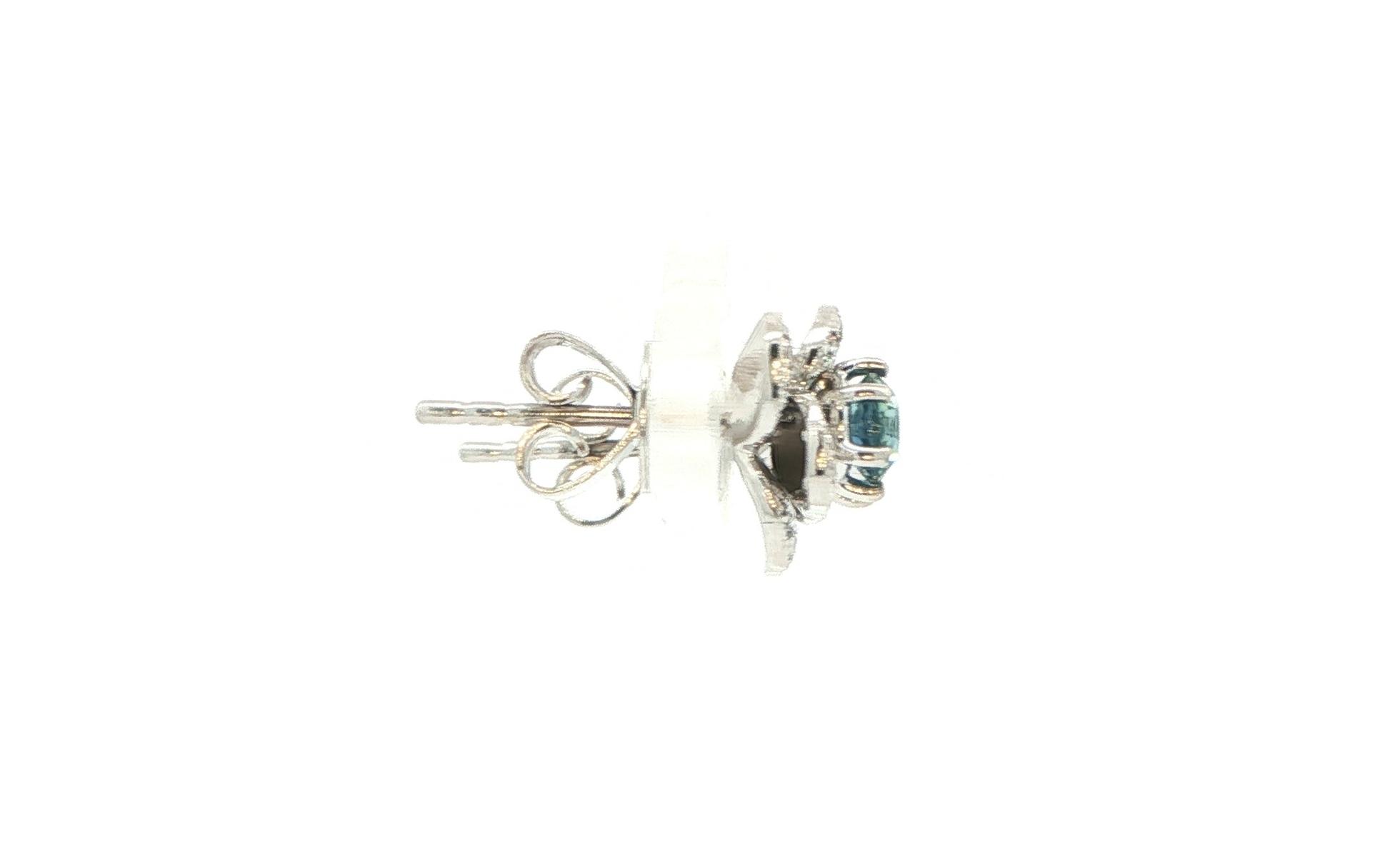 Floral Montana Sapphire and Diamond Stud Earrings in White Gold (0.83cts TWT) side