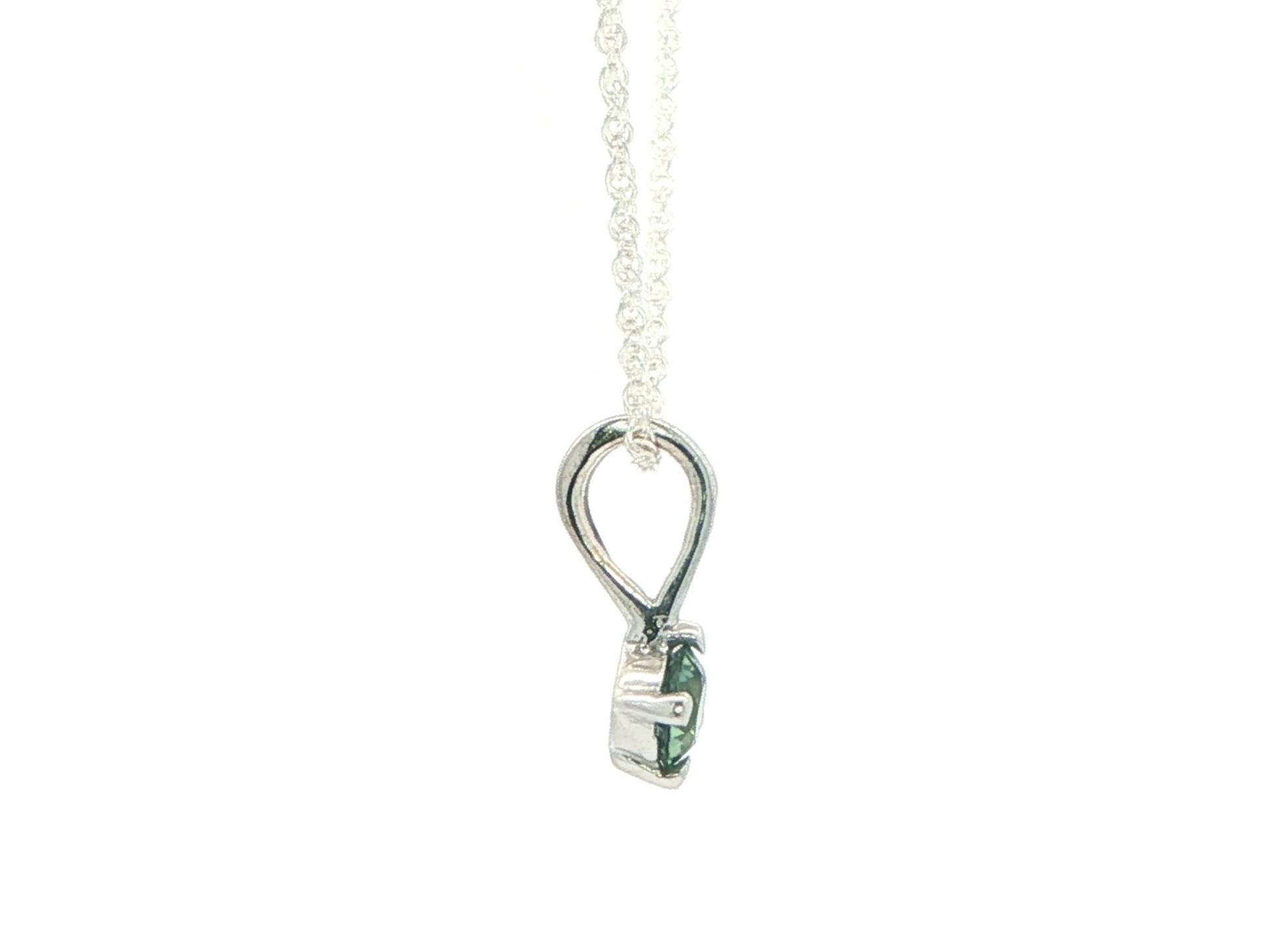 4-Prong Rabbit-Ear Bail Green Montana Sapphire Solitaire Necklace in Sterling Silver (0.25ct) side