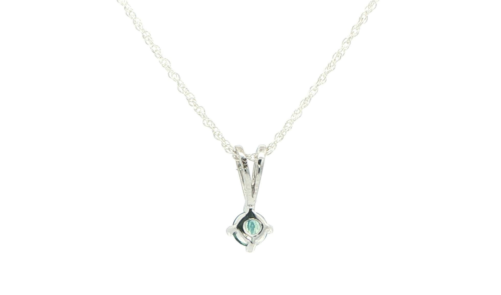 4-Prong Rabbit-Ear Bail Green Montana Sapphire Solitaire Necklace in Sterling Silver (0.25ct) back
