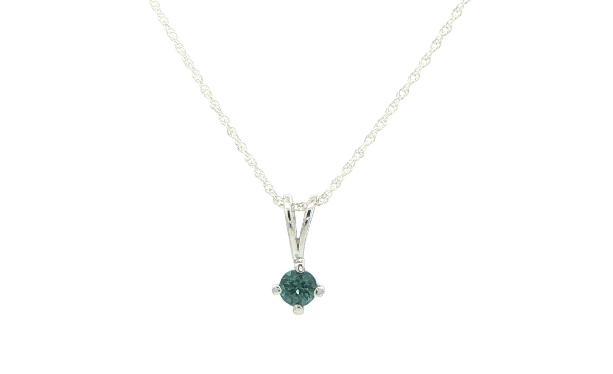 4-Prong Rabbit-Ear Bail Blue/Green Montana Sapphire Solitaire Necklace in Sterling Silver (0.25ct)