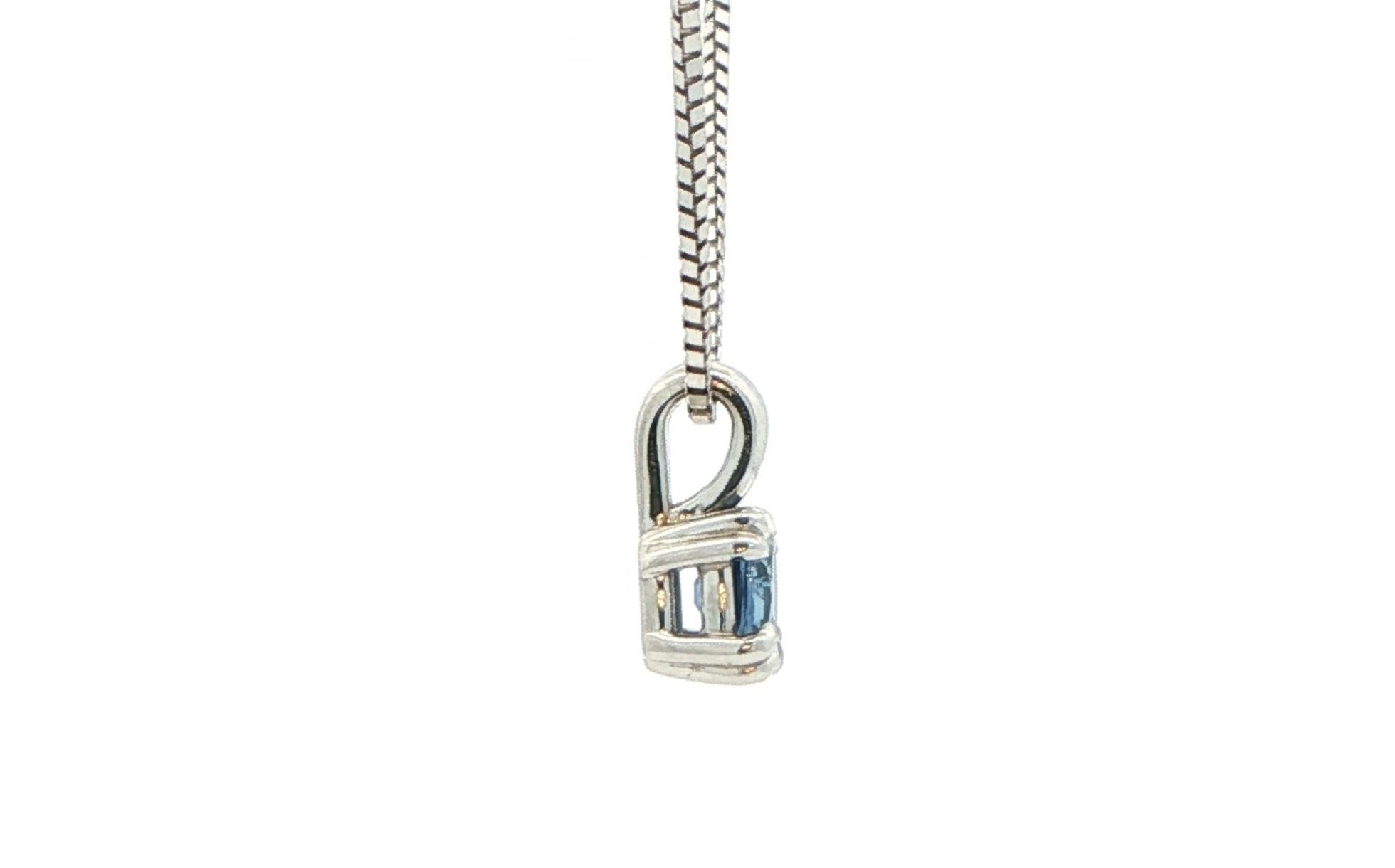 Double Claw Prong Montana Yogo Sapphire Solitaire Necklace in White Gold (0.49ct) side