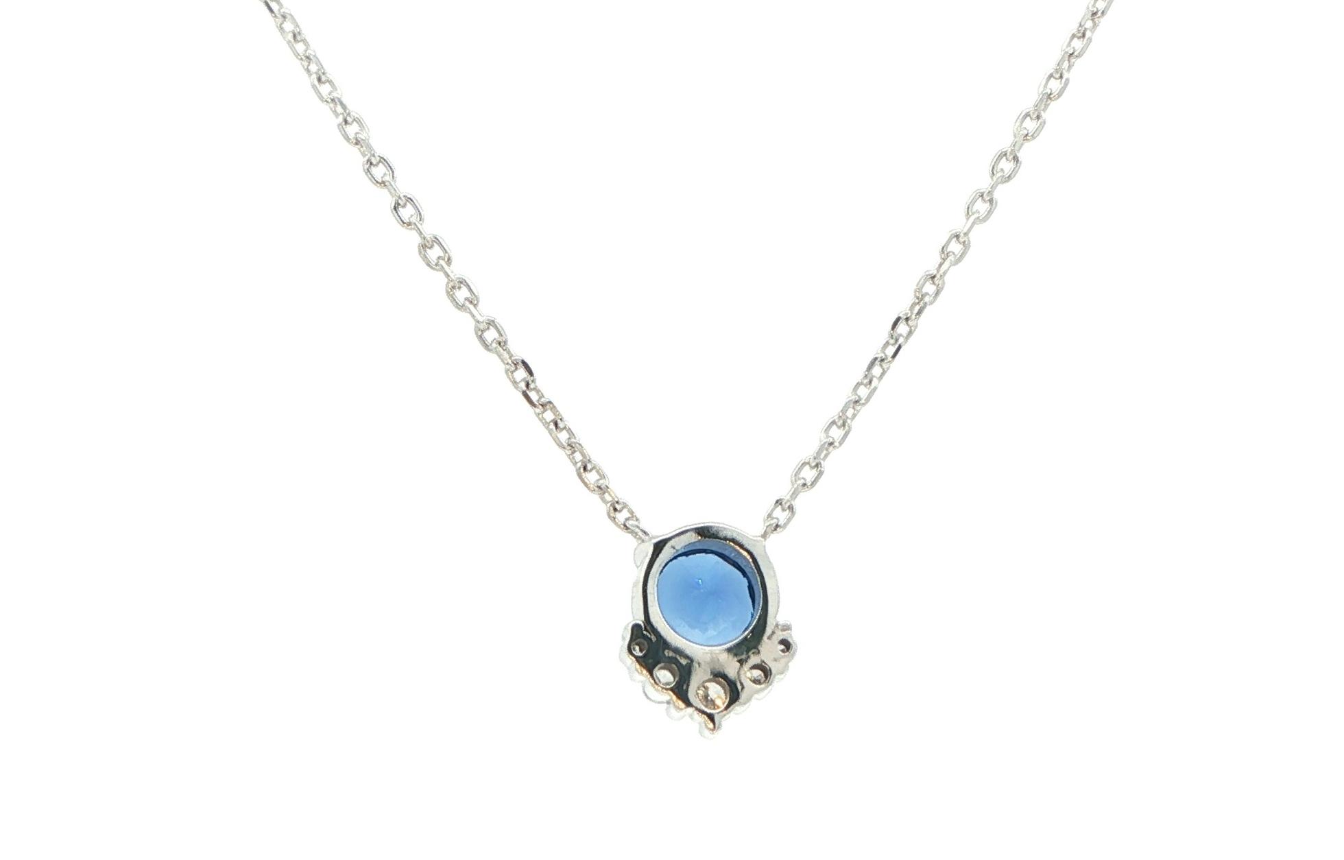 5-Stone Montana Yogo Sapphire and Diamond Half-Halo Necklace in White Gold (1.34cts TWT) back