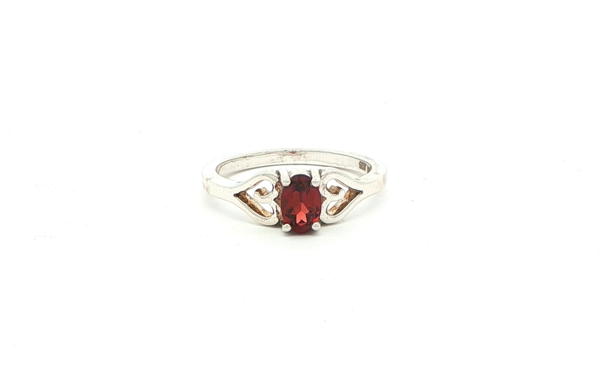 Double Heart Montana Garnet Ring in Sterling Silver