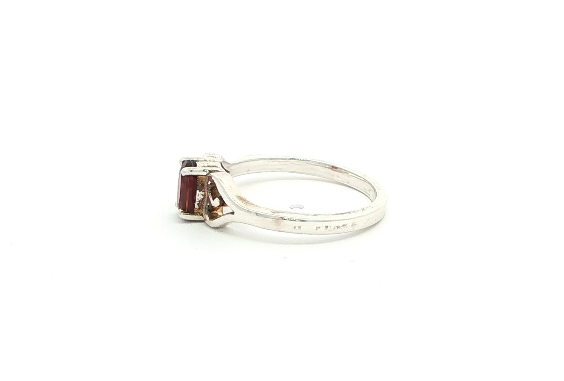 Double Heart Montana Garnet Ring in Sterling Silver side