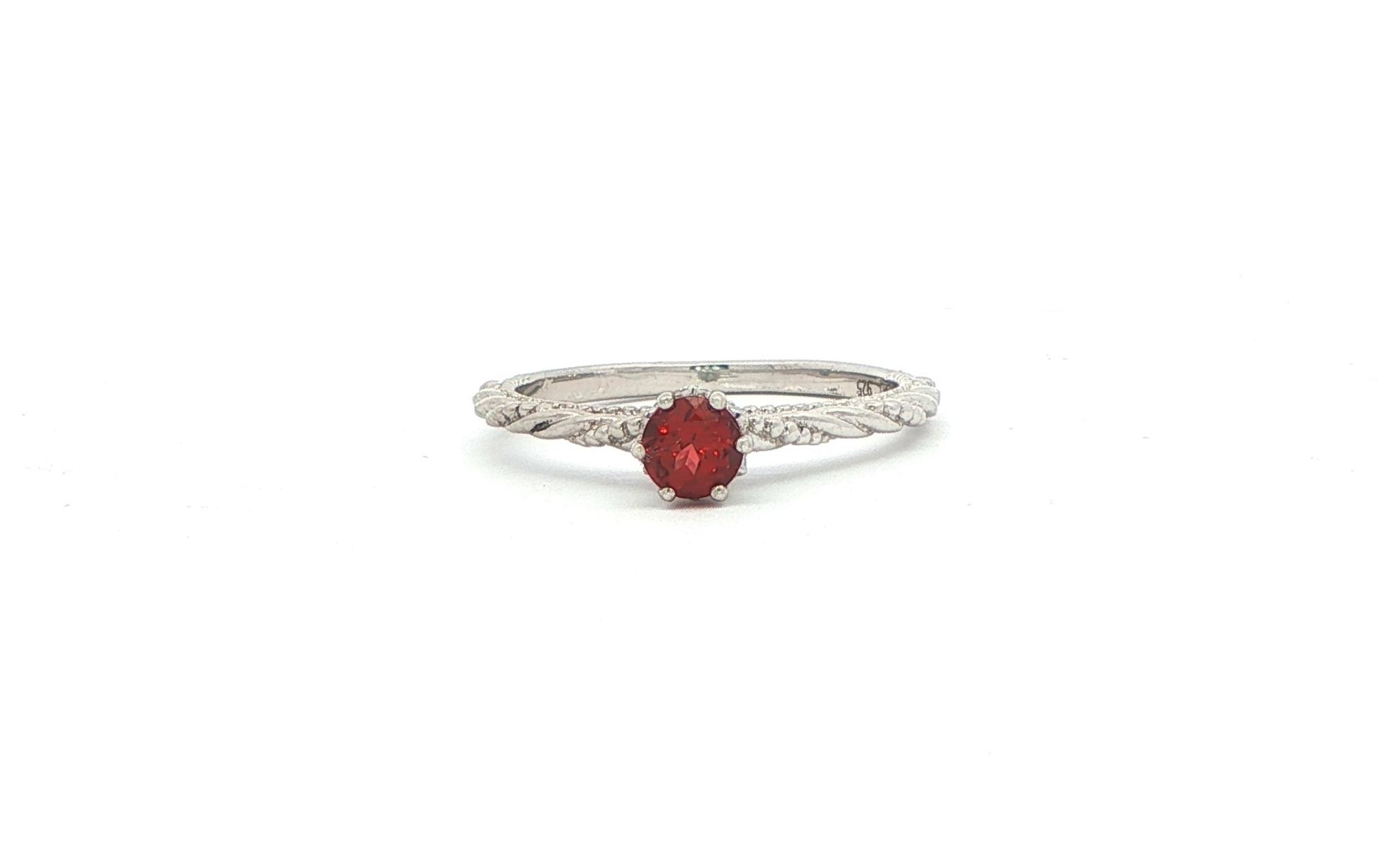 6-Prong Twisted Montana Garnet Solitaire Ring in Sterling Silver (0.45ct)