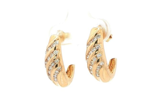 content/products/Estate Piece: 4-Channel Diamond J Hoop Earrings in Yellow Gold (0.50cts TWT) side