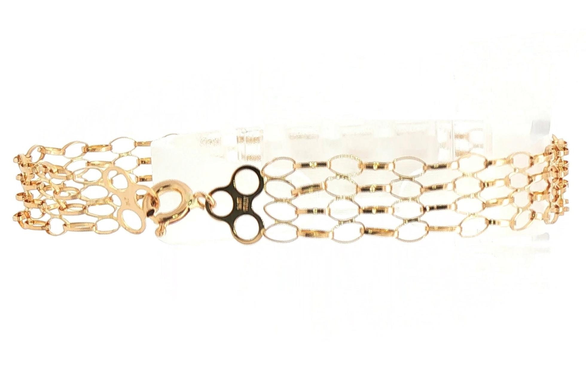 Estate Piece: 4-Row Oval Link Bracelet in Yellow Gold back