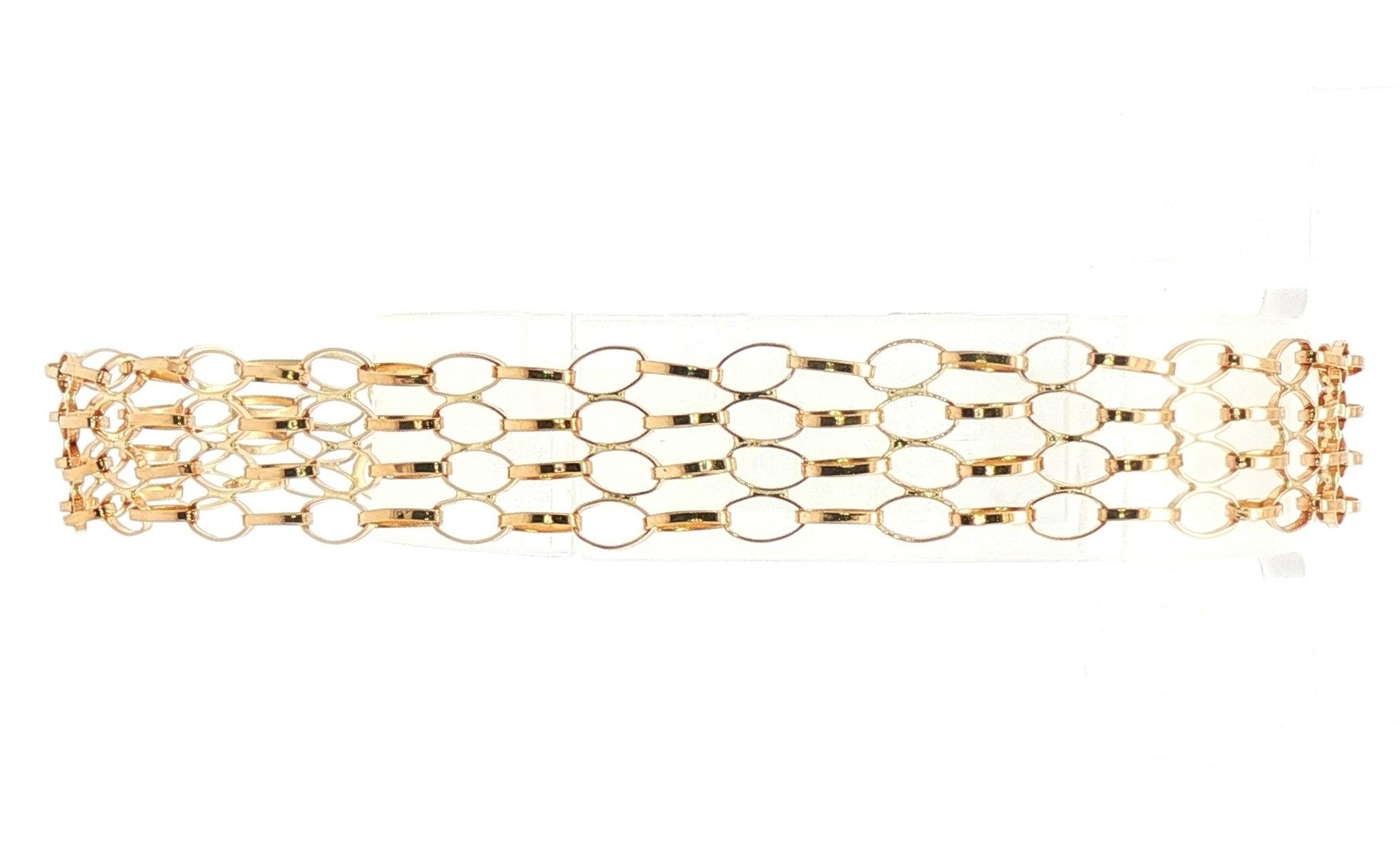 Estate Piece: 4-Row Oval Link Bracelet in Yellow Gold