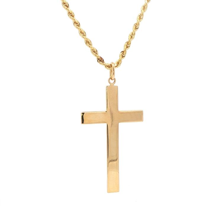 content/products/Estate Piece: Large Cross on Rope Chain Necklace in Yellow Gold
