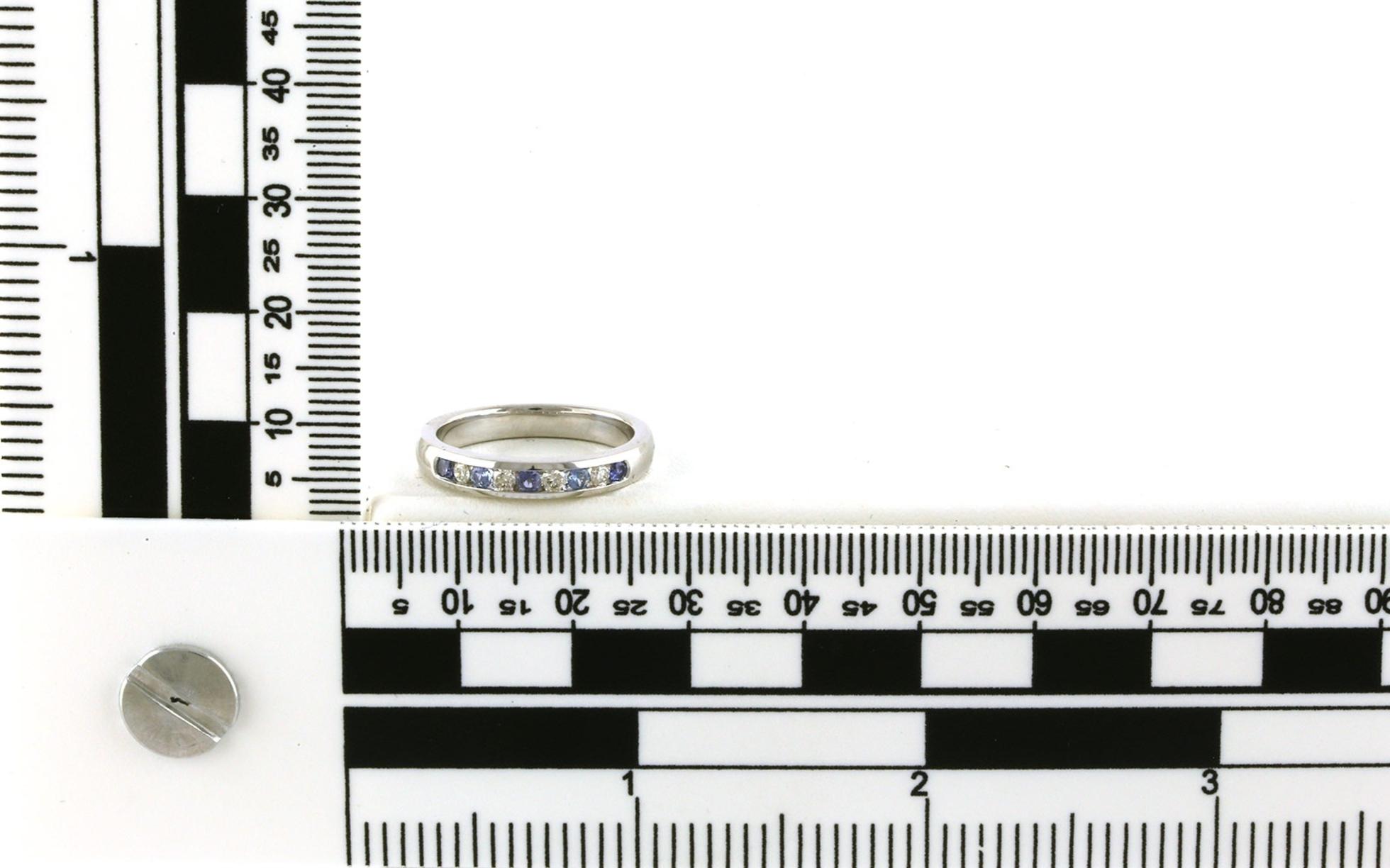 Alternating Montana Yogo Sapphire and Diamond Channel-Set Ring in White Gold (0.34cts TWT) scale