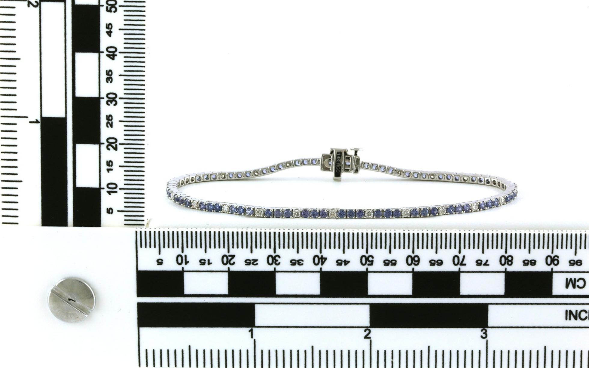 4-Prong Line Montana Yogo Sapphire and Diamond Tennis Bracelet in White Gold (3.08cts TWT) scale