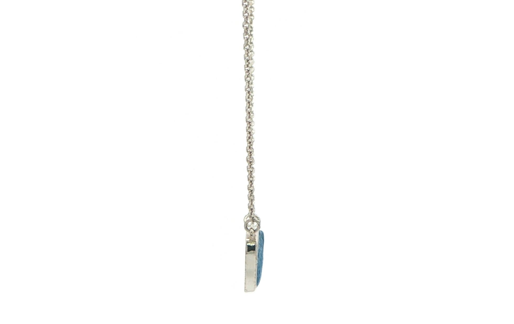Bezel-Set Flat Raw Montana Yogo Sapphire Necklace in White Gold (1.00ct) side
