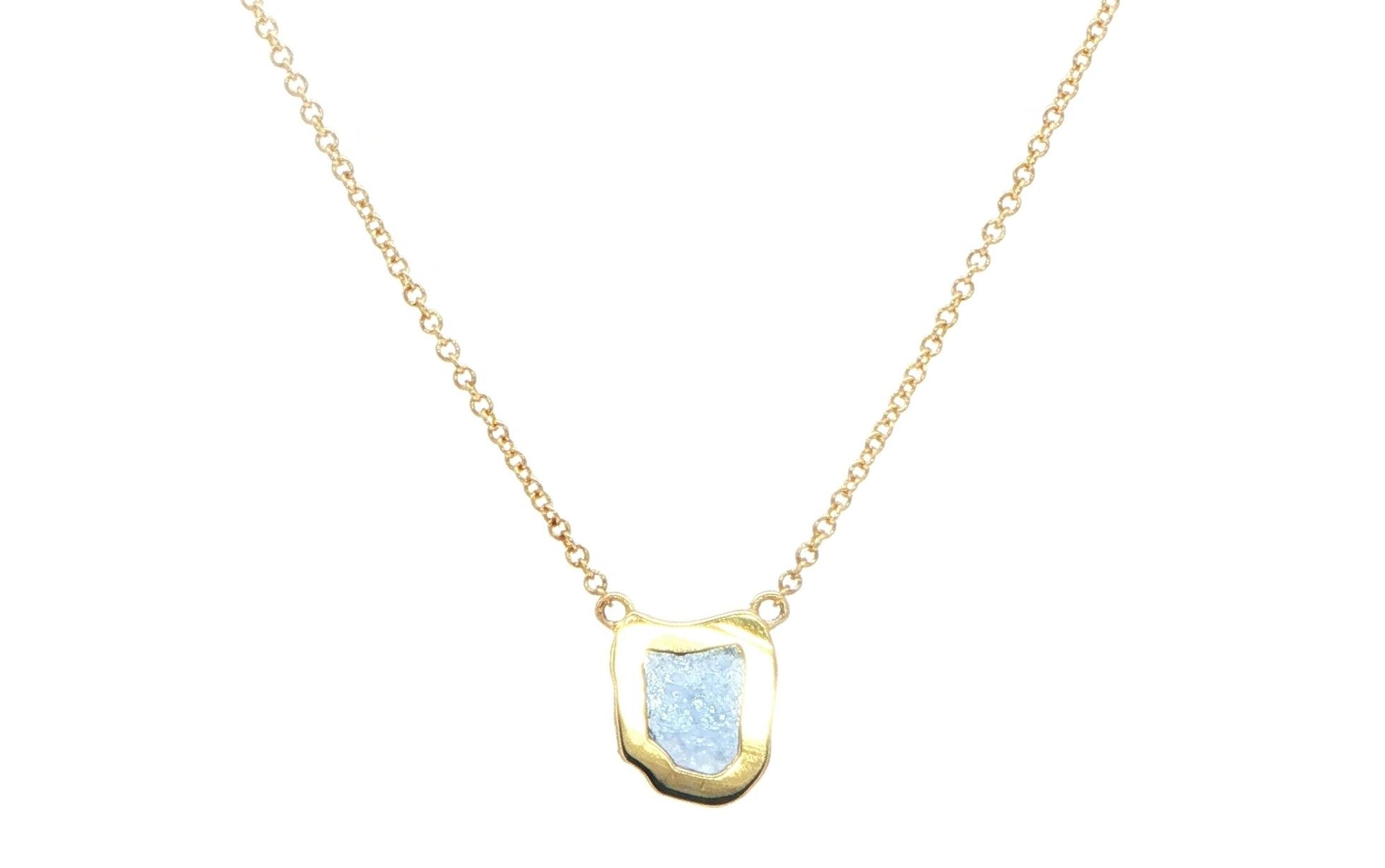 Bezel-Set Flat Raw Montana Yogo Sapphire Necklace in Yellow Gold (0.83ct) back