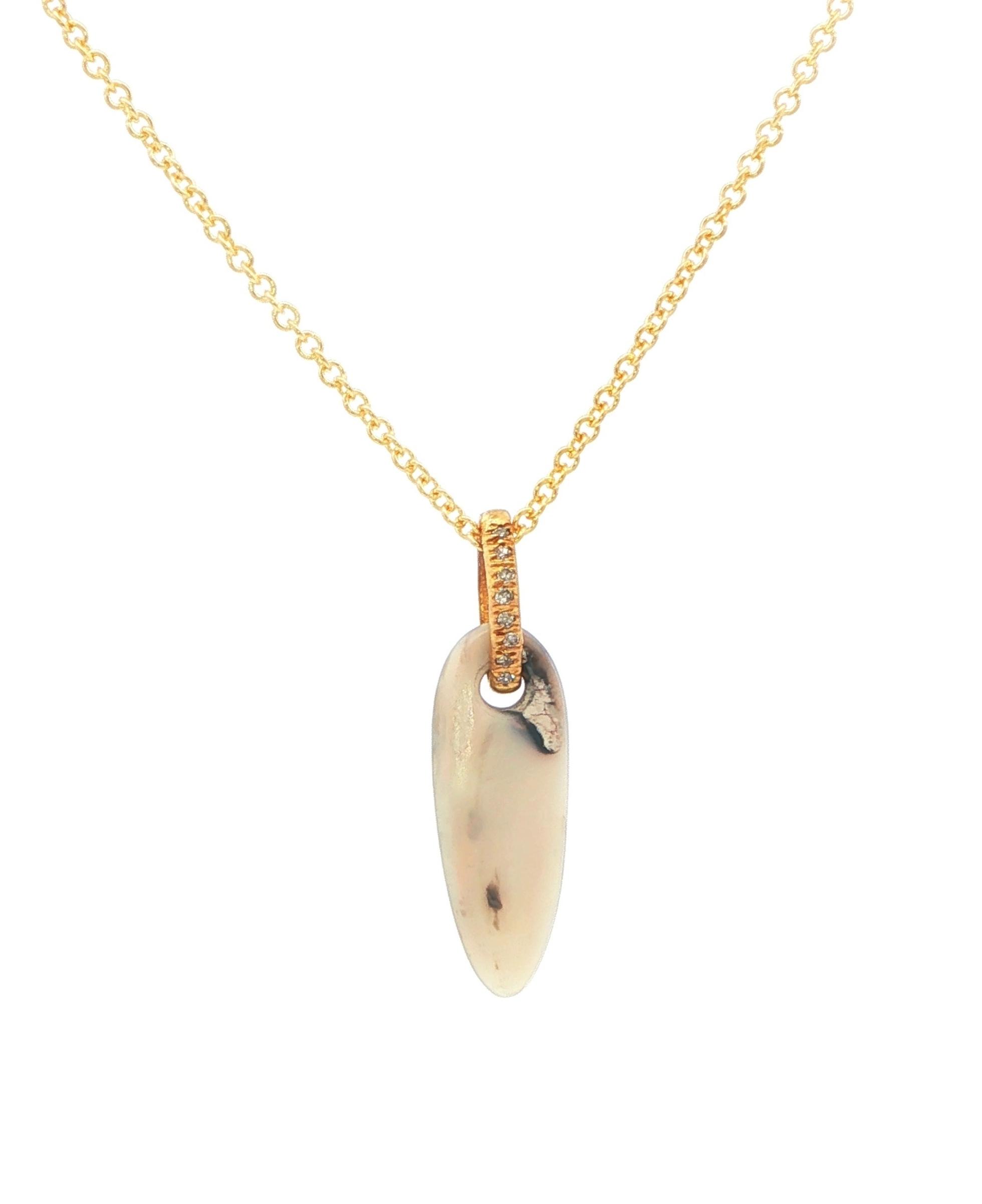 Opal and Diamond Drop Necklace in Yellow Gold