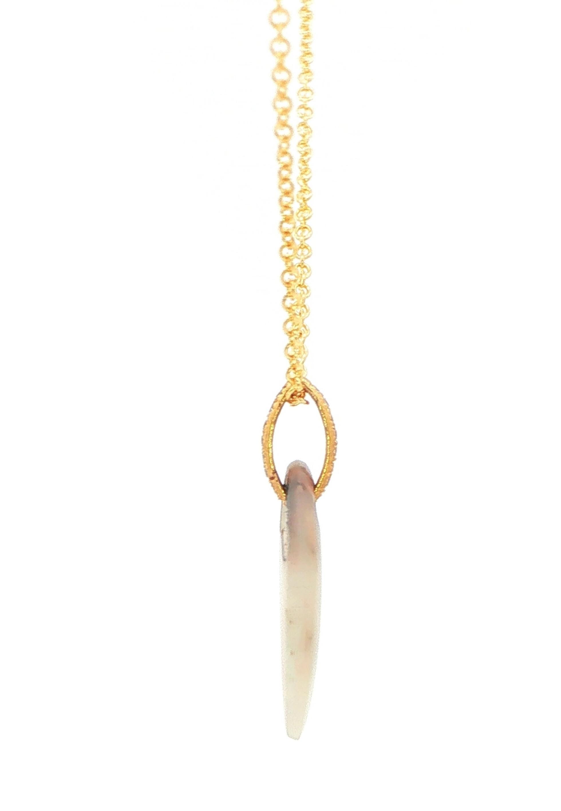 Opal and Diamond Drop Necklace in Yellow Gold side