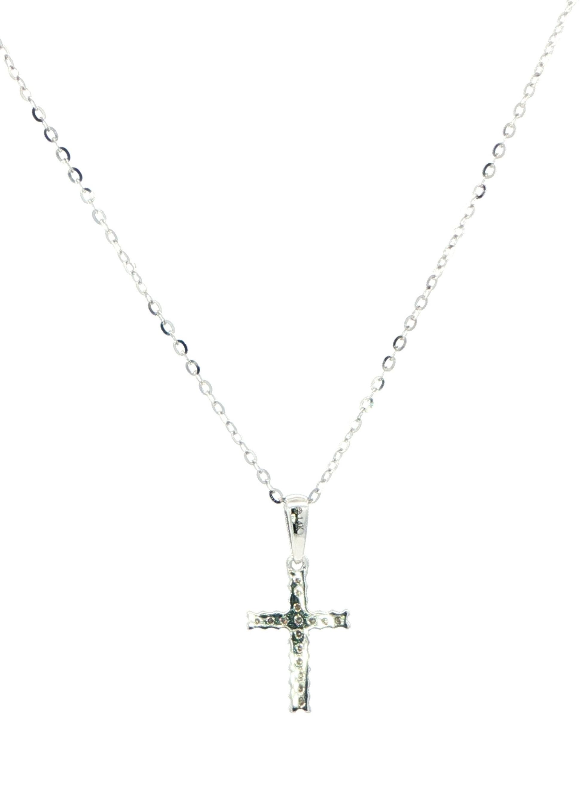 Diamond Pave Cross Necklace in White Gold (0.06cts TWT) back
