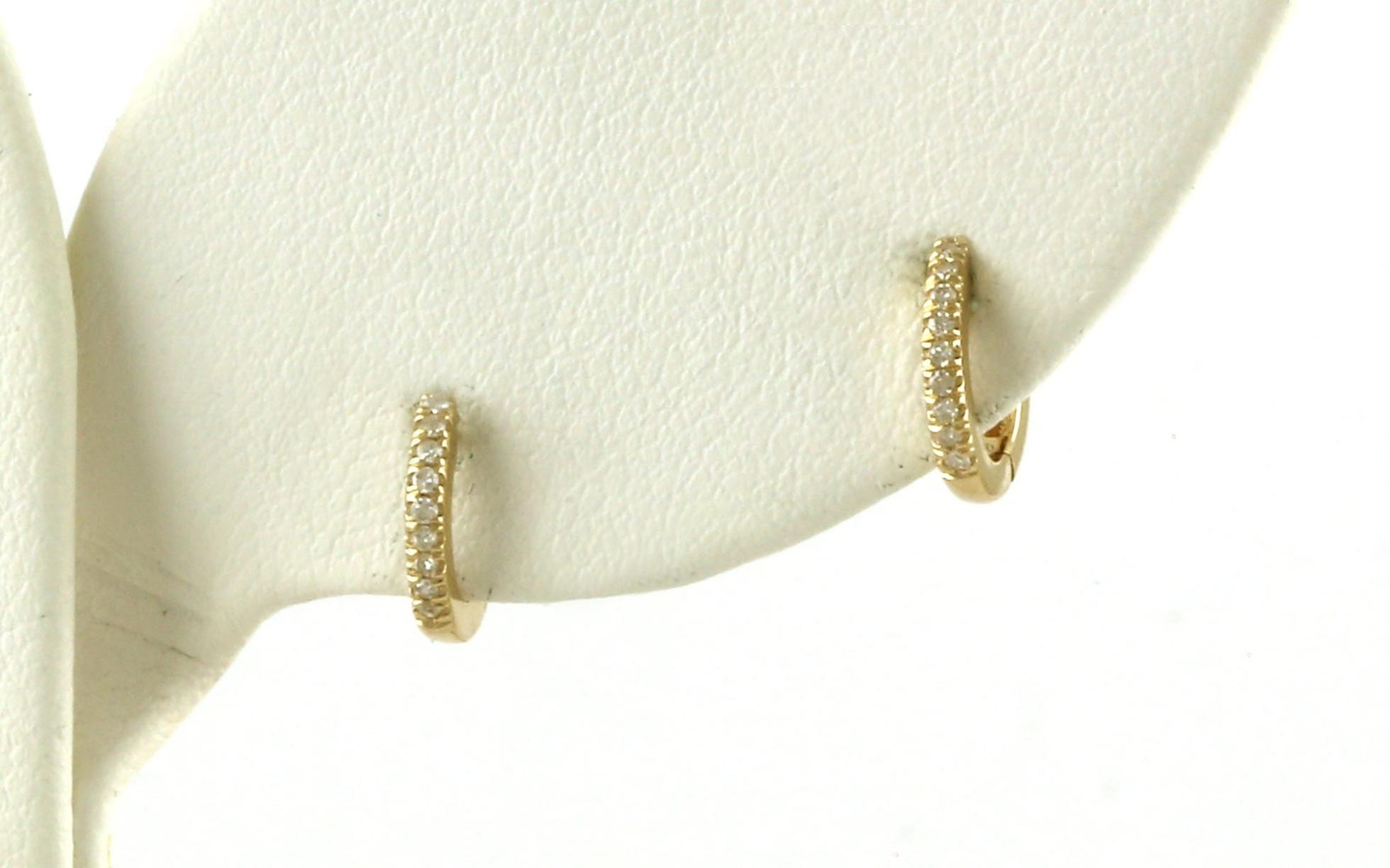 Diamond Pave Mini-Hoop Earrings in Yellow Gold (0.06cts TWT)