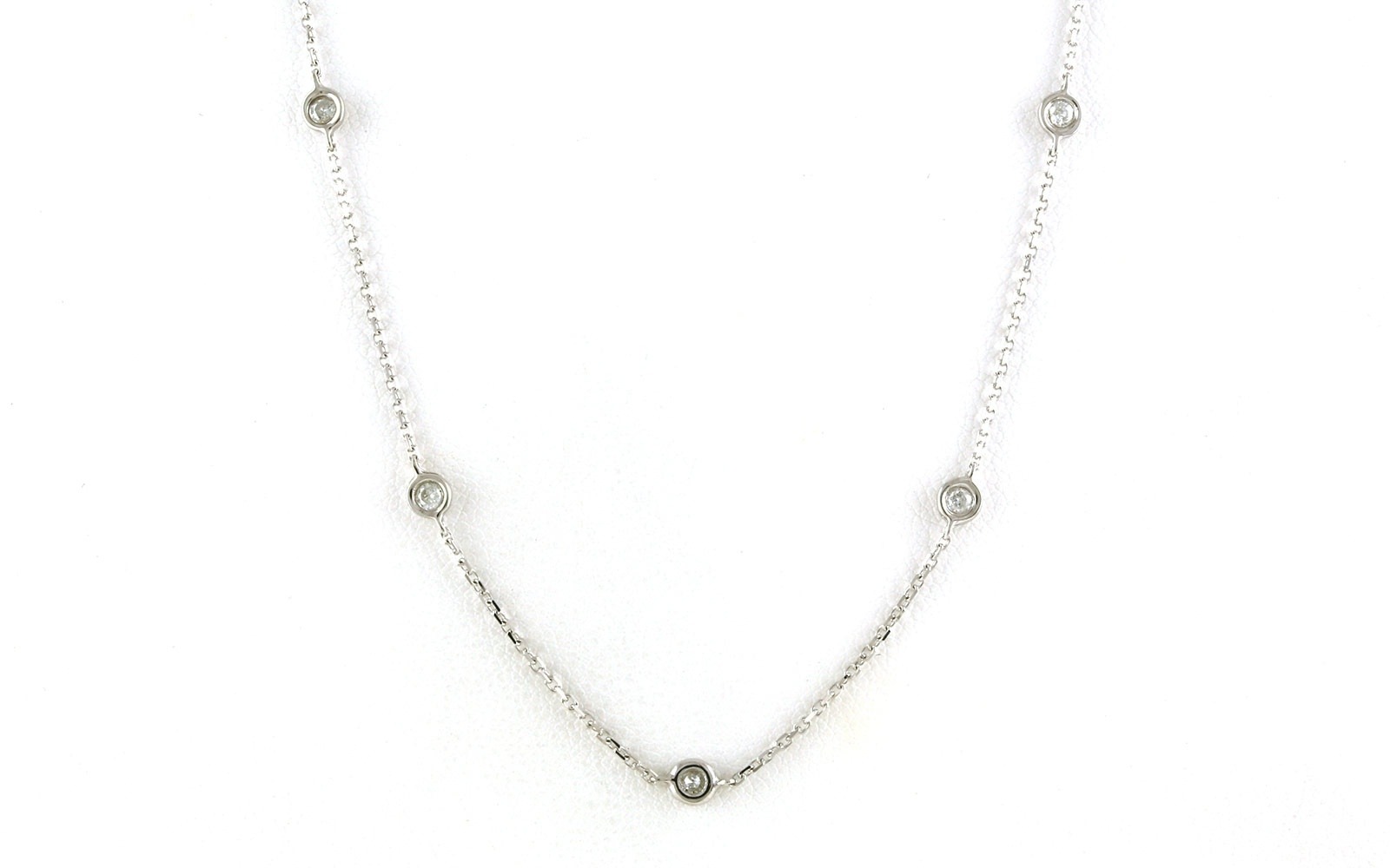Bezel-Set Diamond Station Necklace in White Gold (0.22cts TWT)