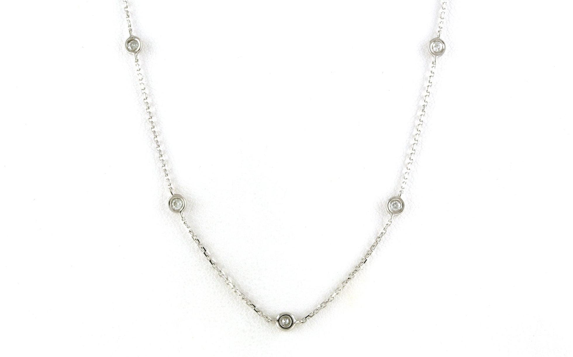Bezel-Set Diamond Station Necklace in White Gold (0.22cts TWT)