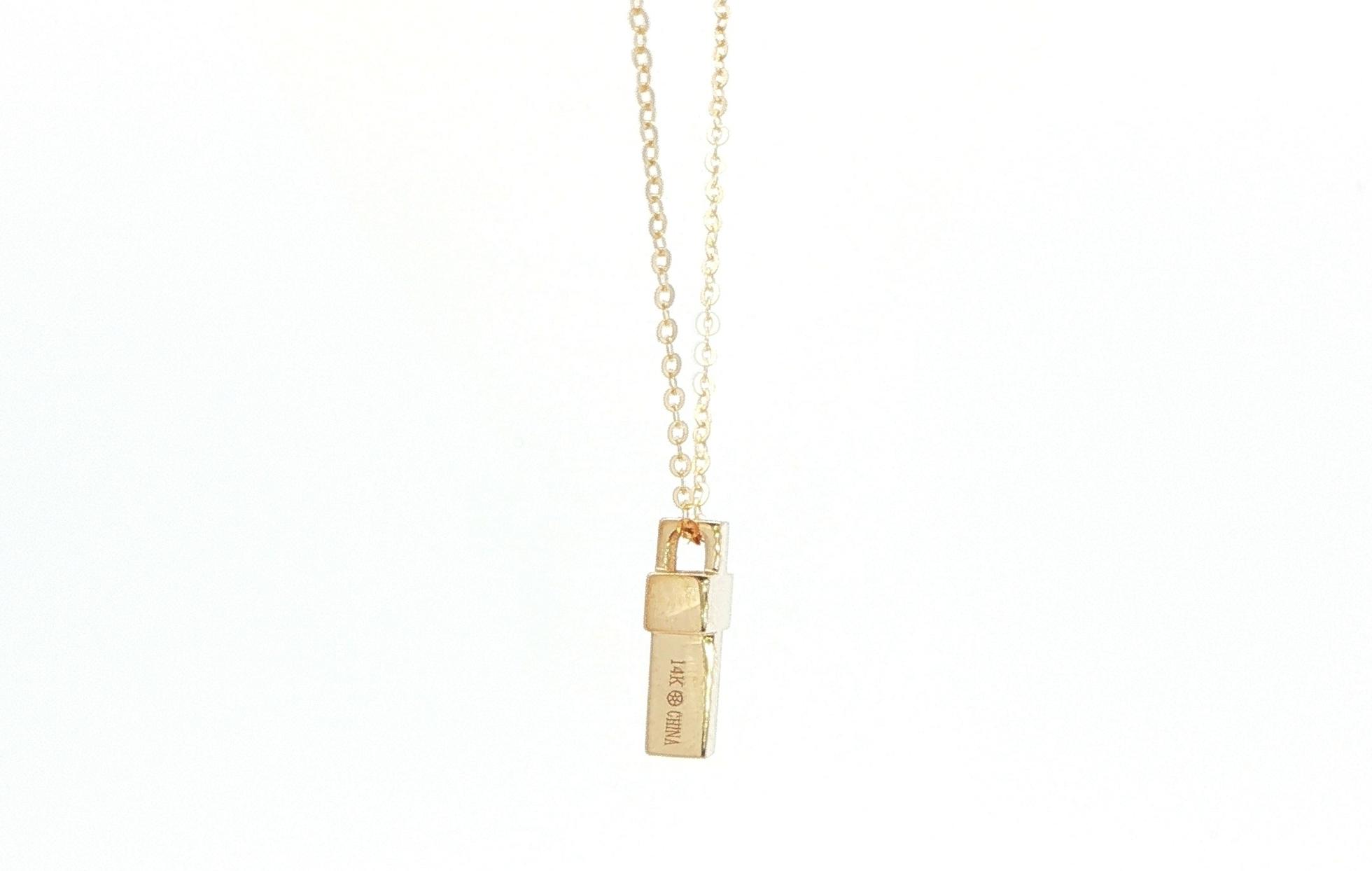 Hollow Block Cross Necklace Yellow Gold  side