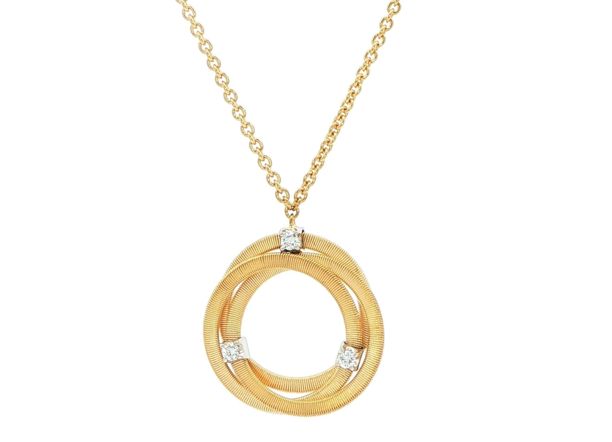 Estate Piece: Overlapping Circles Diamond Necklace in Yellow Gold (0.14cts TWT)