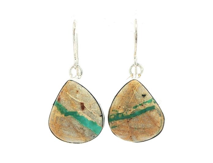 content/products/Estate Piece: Pear Cabochon Cut Agate Dangle Earrings in Sterling Silver 