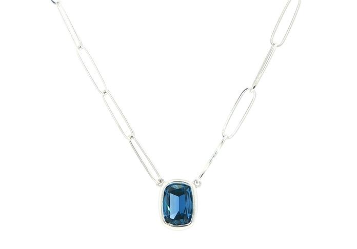 content/products/Bezel-set Cushion-cut Montana Yogo Sapphire Necklace on Split Paperclip Chain in White Gold (1.20cts)