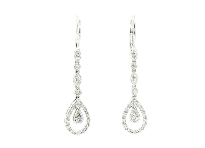 content/products/Teardrop and Pear-Shaped Diamond Dangle Earrings with Milgrain Details in White Gold (0.26cts TWT)