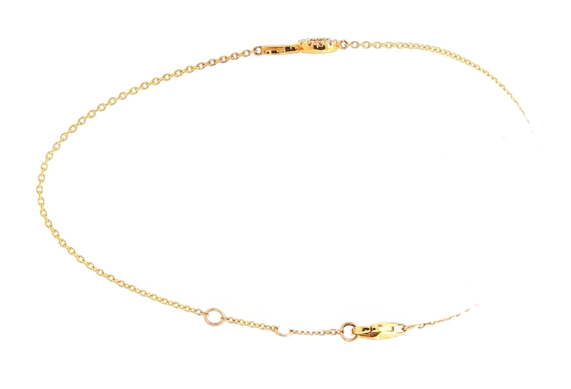 Diamond Key Charm Chain Bracelet in Yellow Gold (0.06cts TWT) side