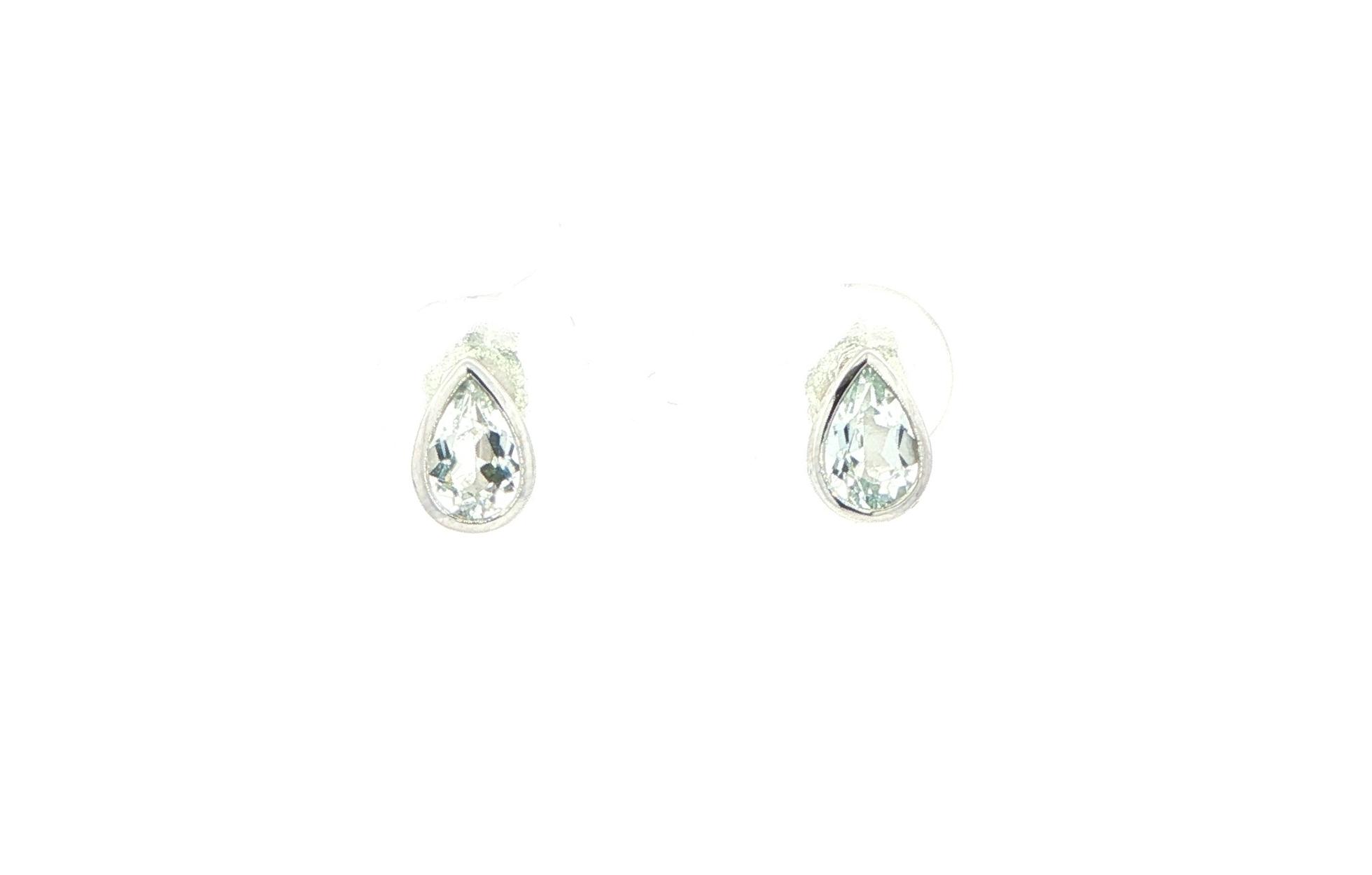 Bezel-set Pear-Cut White Topaz Stud Earrings in White Gold (0.99cts TWT)