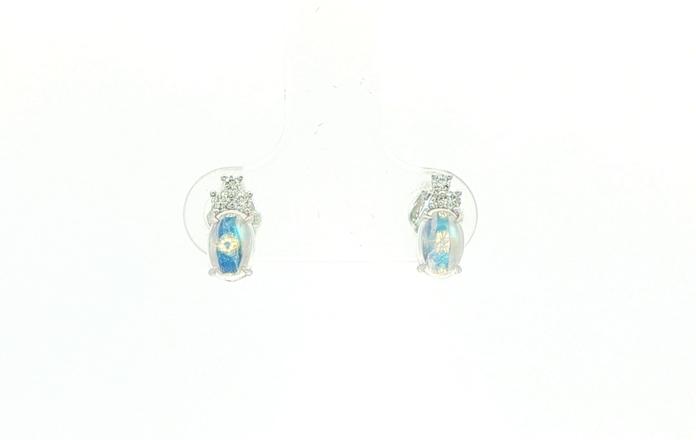 content/products/Cabochon Moonstone and Diamond Cluster Stud Earrings in White Gold (1.10cts TWT)